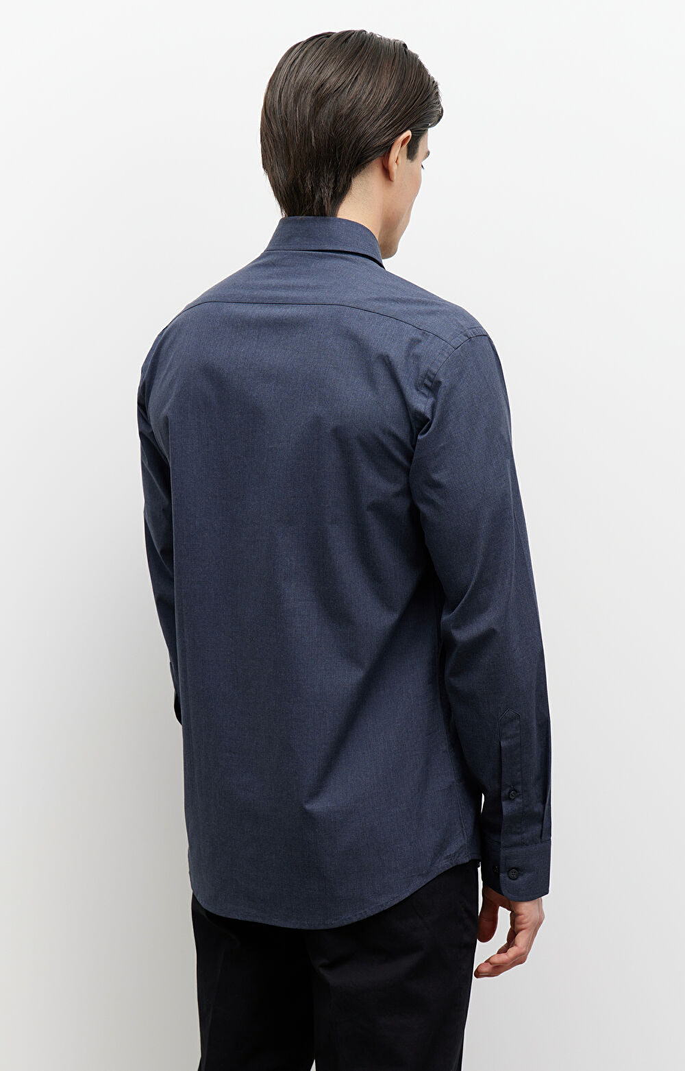 Koszula slim fit z melanżowej tkaniny - 4