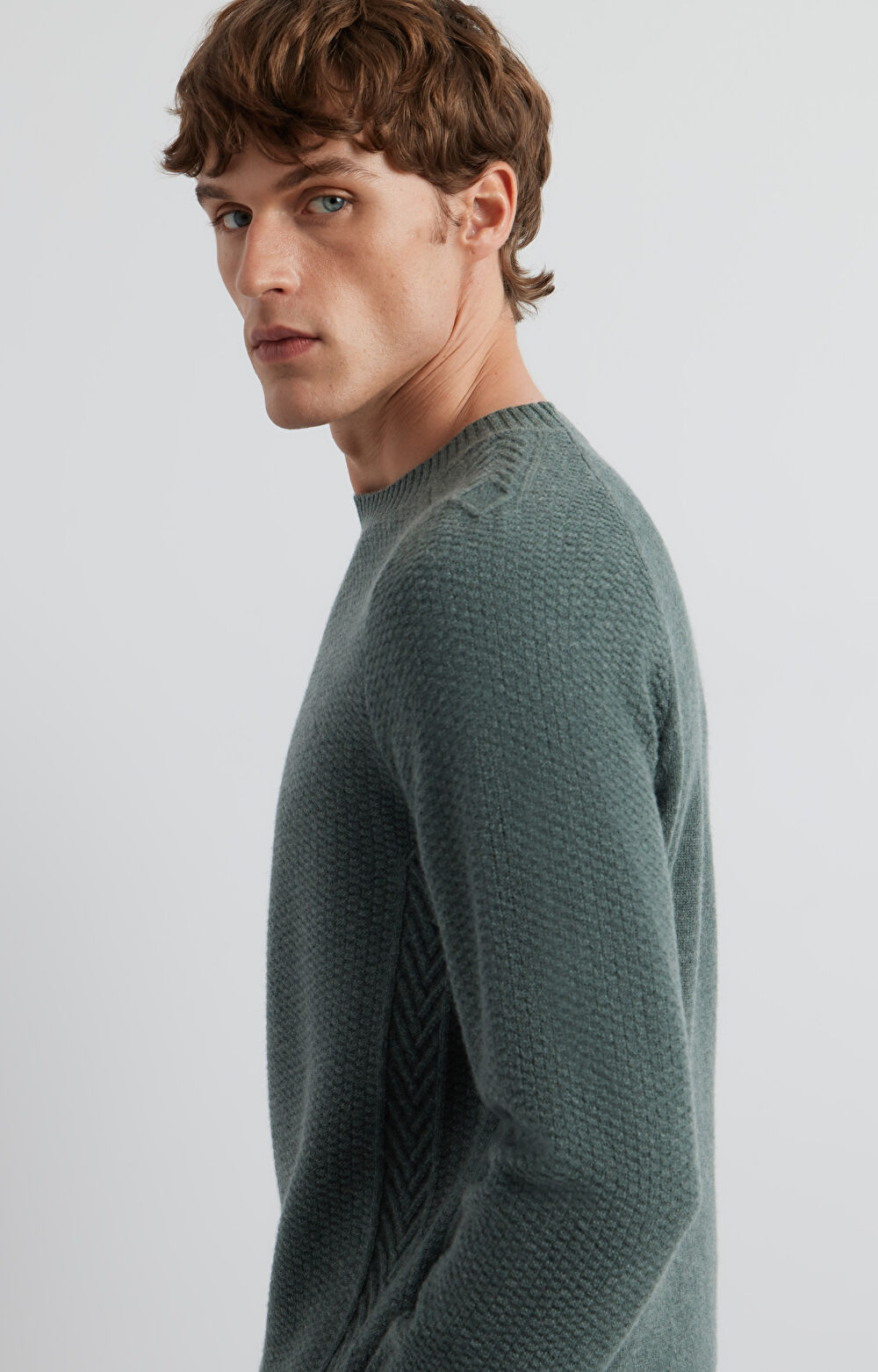 Sweter round neck w mikrowzór - 6