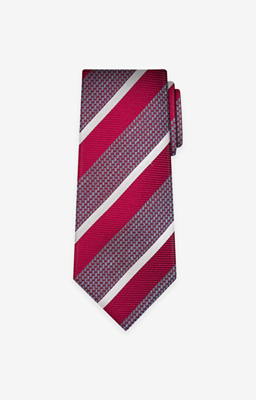 Jedwabny krawat w paski z dodatkiem lnu