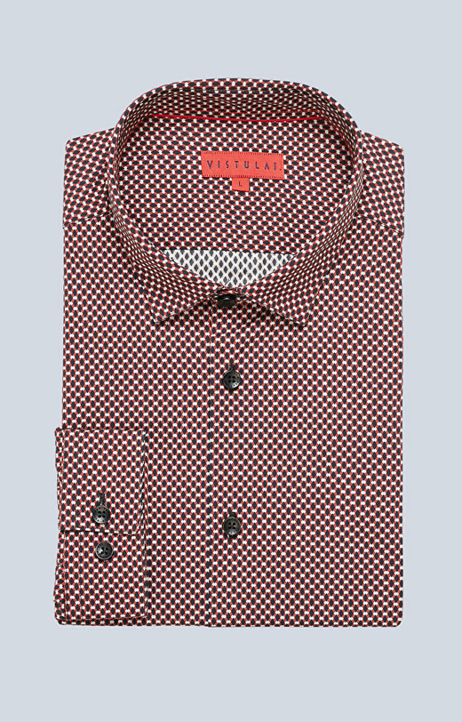 Dopasowana koszula w print, kołnierz kryte button-down