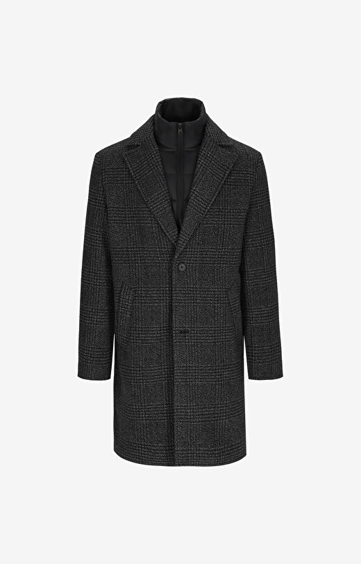 Płaszcz w kratę z pół-podpinką