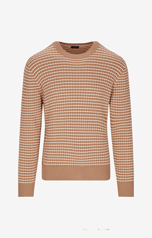 Prążkowany sweter round neck