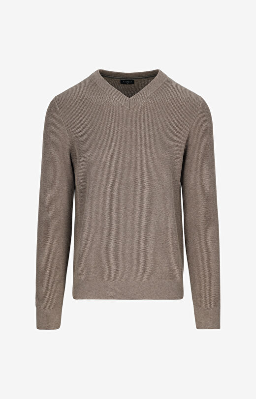 Sweter v-neck w mikrowzór