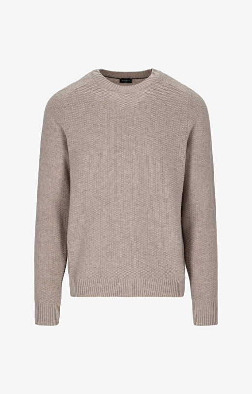 Sweter round neck w mikrowzór