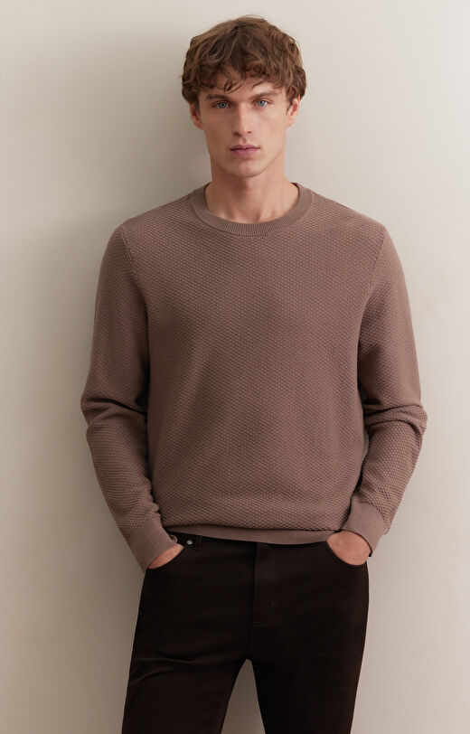Strukturalny sweter round neck
