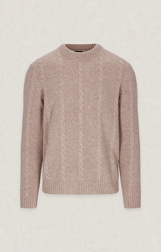 Beżowy sweter w geometryczny wzór