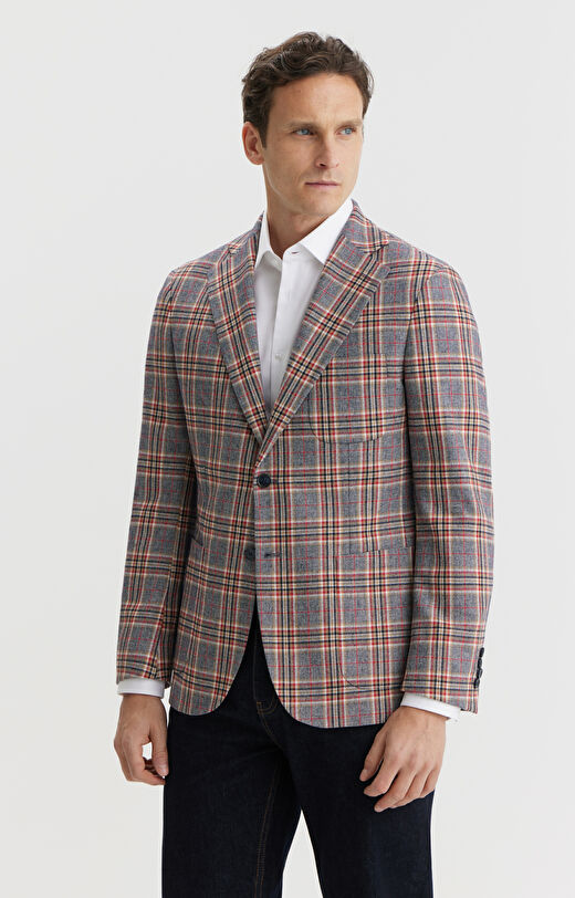 Marynarka super slim w kratę do garnituru - Mix&Match