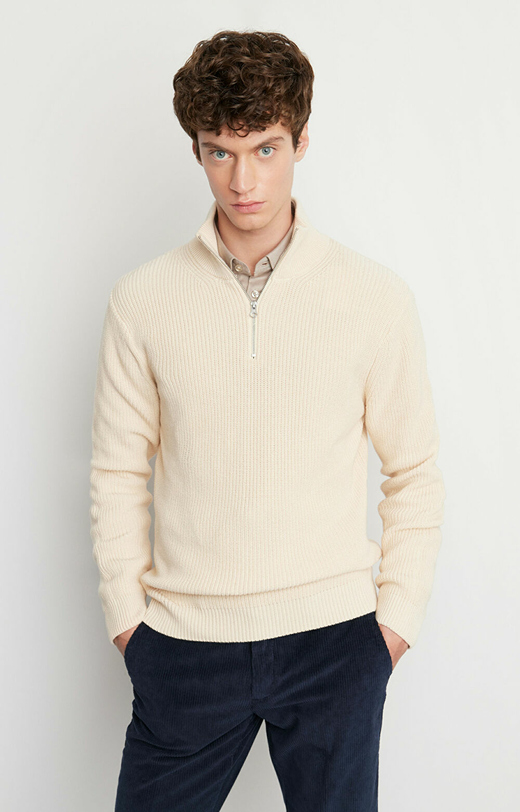 Sweter ze stójką z dzianiny bawełnianej