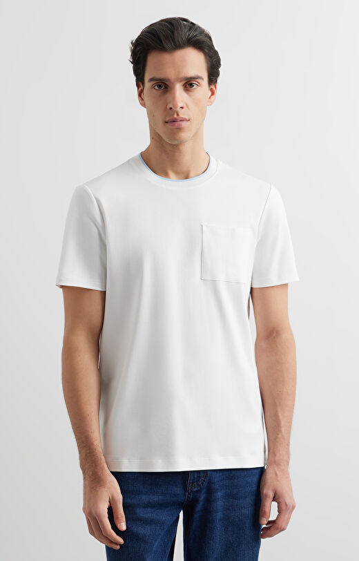 T-shirt round neck z kieszonką