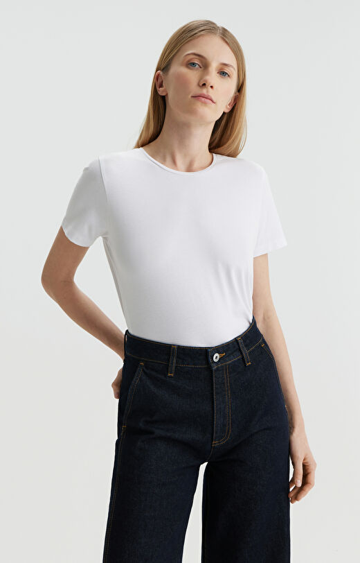 Gładki t-shirt slim fit