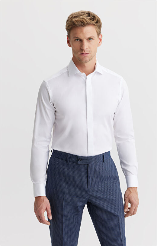 Koszula slim fit o diagonalnym splocie