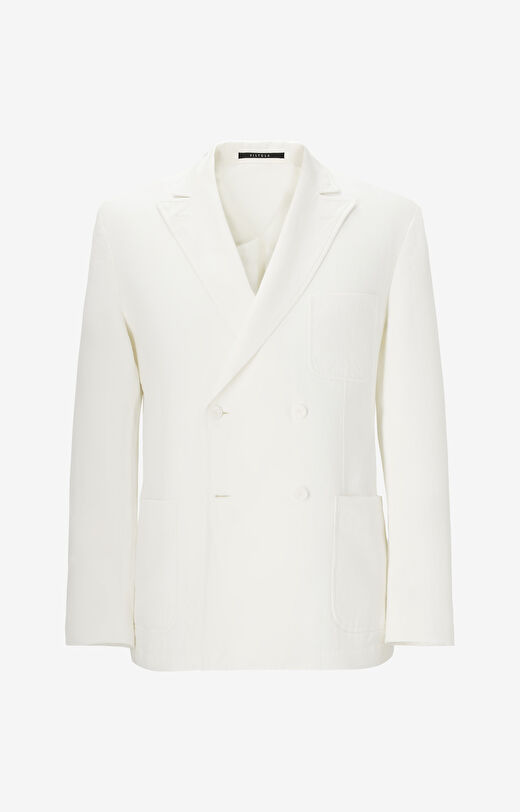 Dwurzędowa marynarka lniana super slim do garnituru - Mix&Match