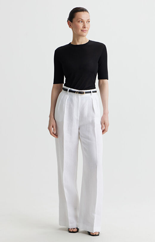 Lniane spodnie relaxed fit do garnituru - Mix&Match