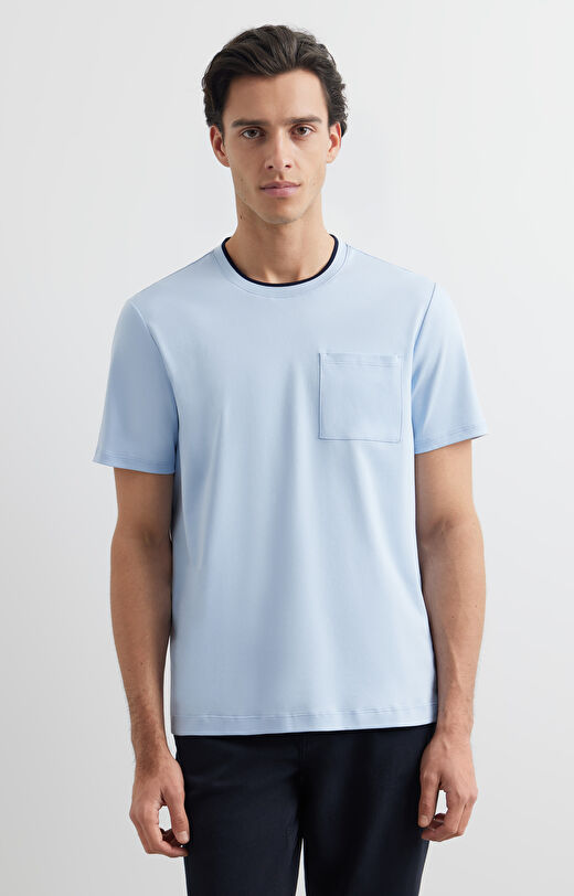 T-shirt round neck z kieszonką