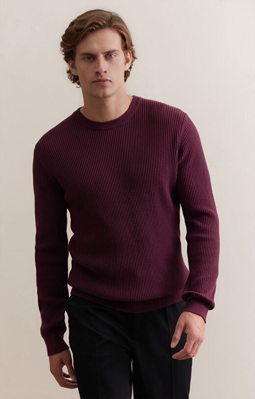 Sweter round neck w prążek