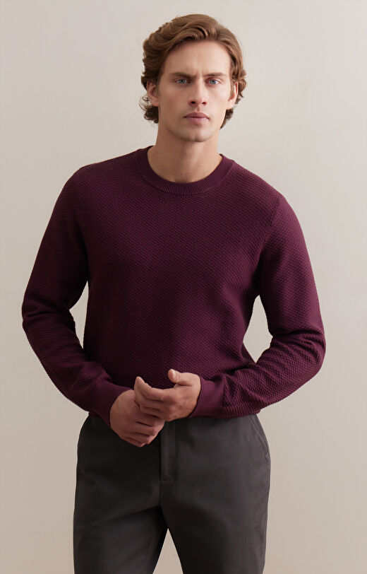 Strukturalny sweter round neck