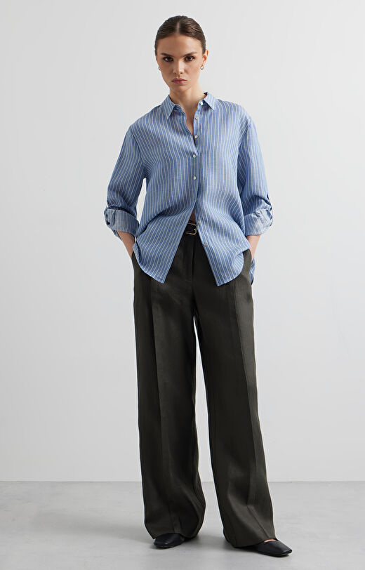 Lniane spodnie regular