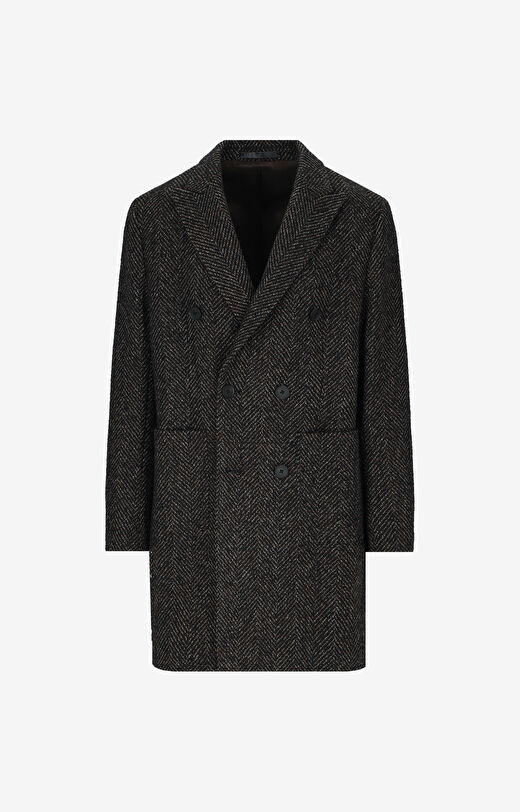 Dwurzędowy płaszcz w jodełkę