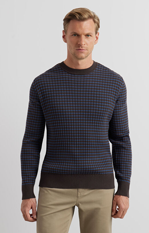 Prążkowany sweter round neck