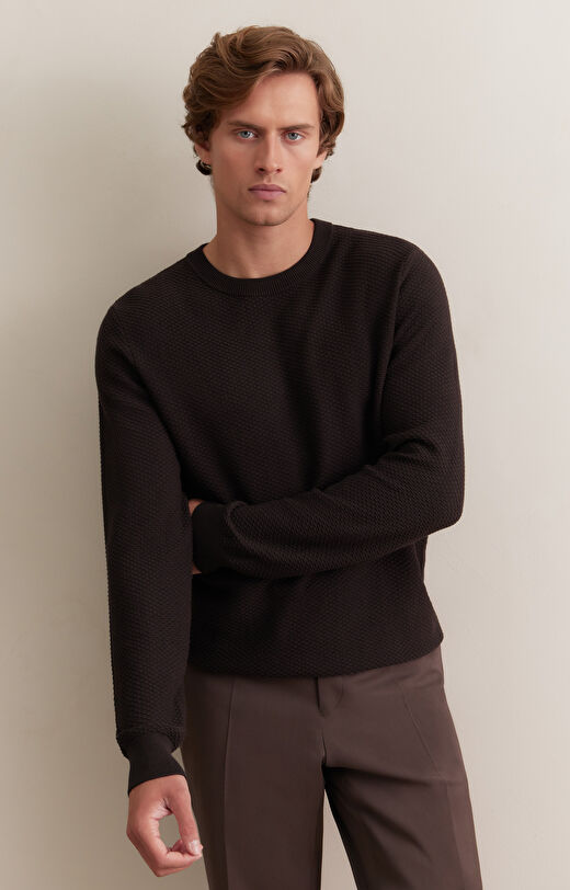 Strukturalny sweter round neck