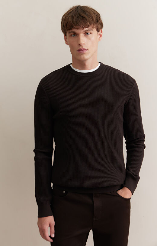 Sweter round neck w prążek