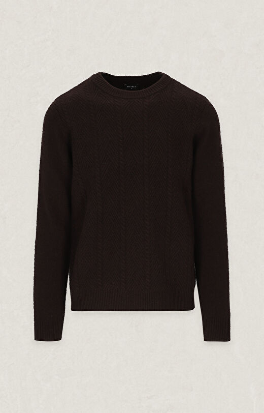 Brązowy sweter z wełny merino