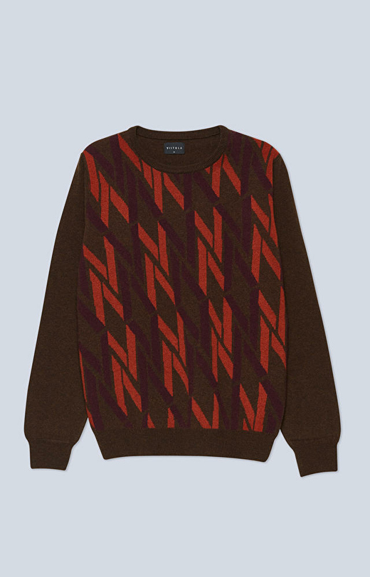 Wełniany sweter typu round-neck z monogramem