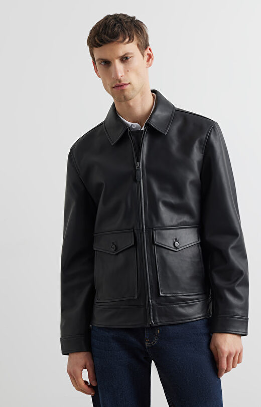 Skórzana kurtka typu harrington