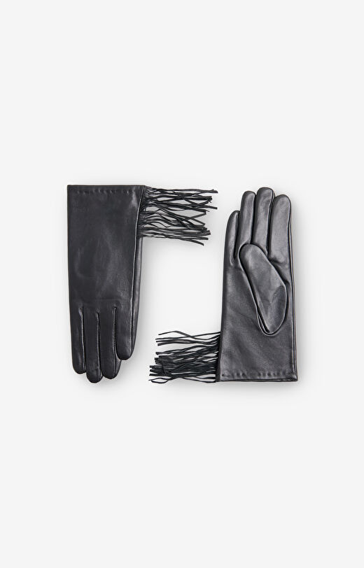 Skórzane rękawiczki z frędzlami