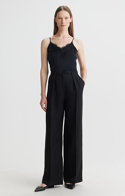 Lniane spodnie relaxed fit do garnituru - Mix&Match