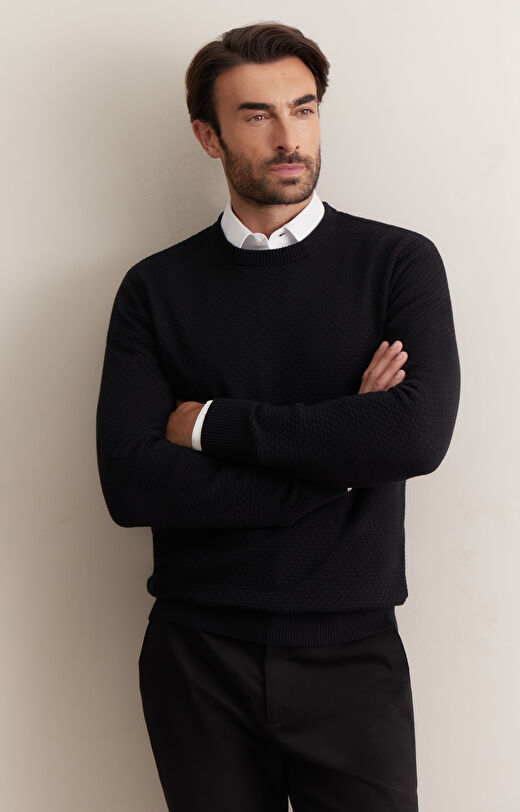 Geometryczny sweter round neck