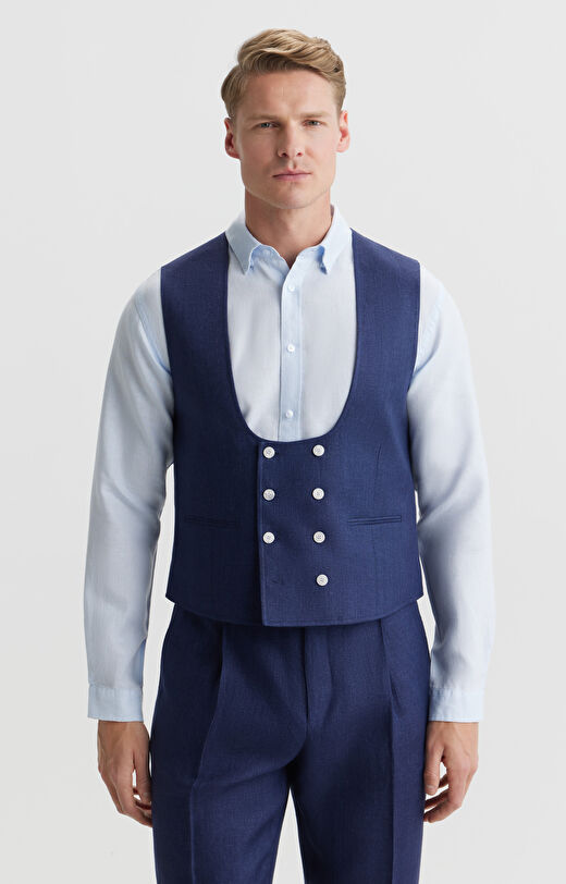 Kamizelka lniana super slim do garnituru - Mix&Match