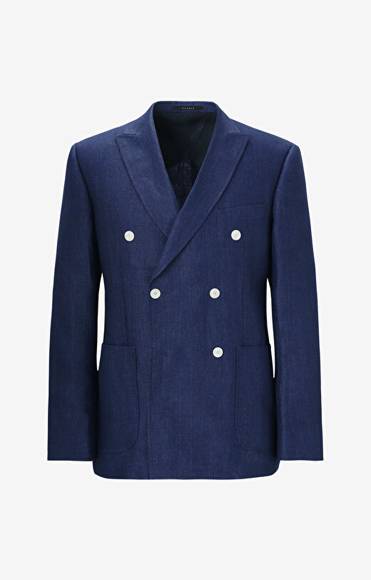 Dwurzędowa marynarka lniana super slim do garnituru - Mix&Match