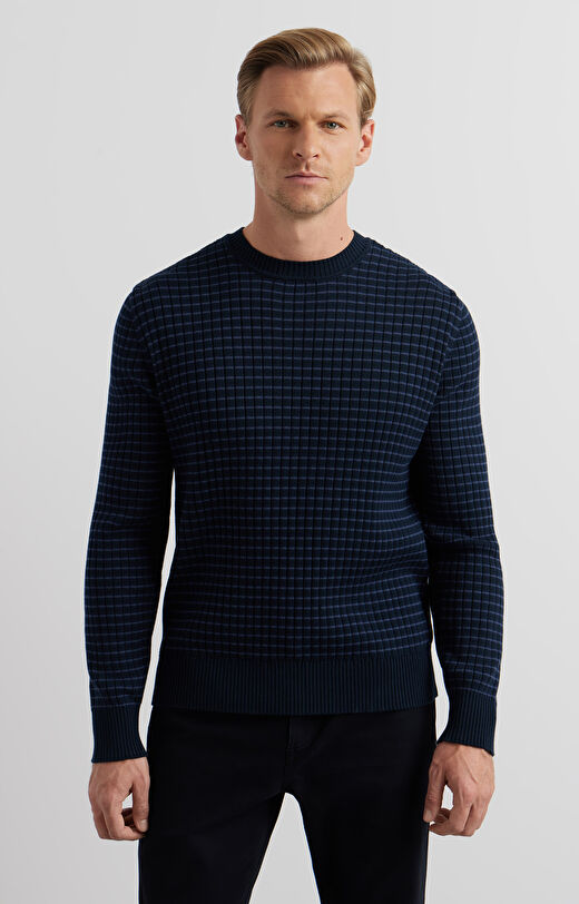 Prążkowany sweter round neck