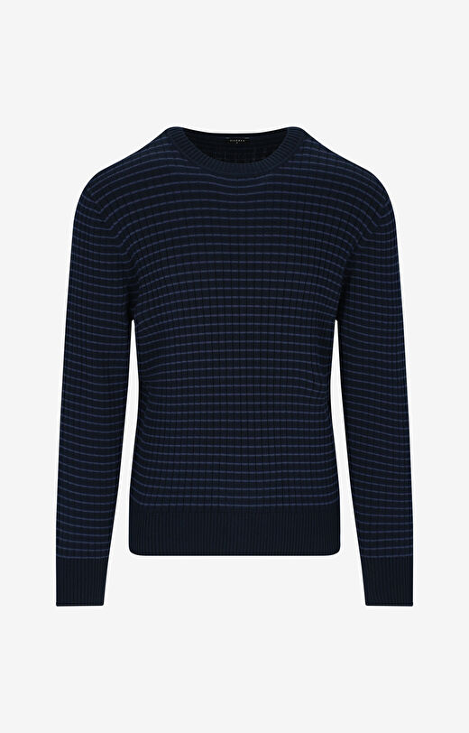 Prążkowany sweter round neck