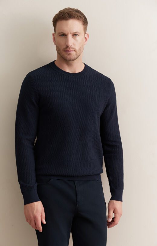 Strukturalny sweter round neck