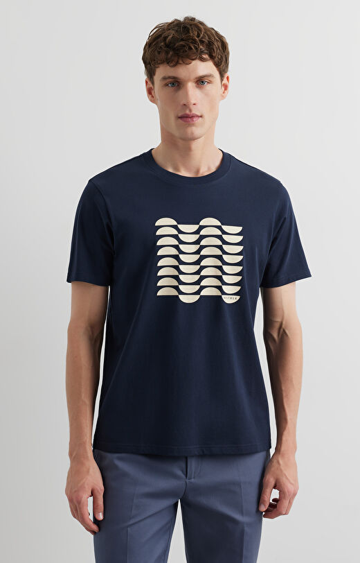 Granatowy t-shirt VISTULA