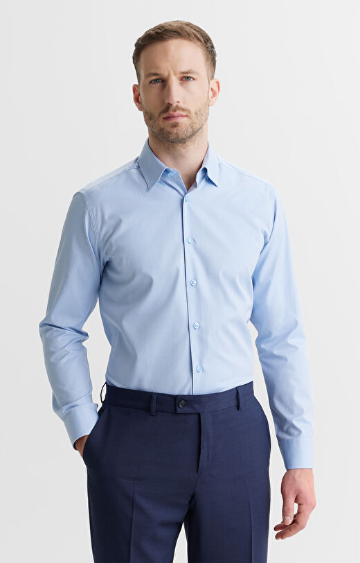 Koszula slim fit o diagonalnym splocie