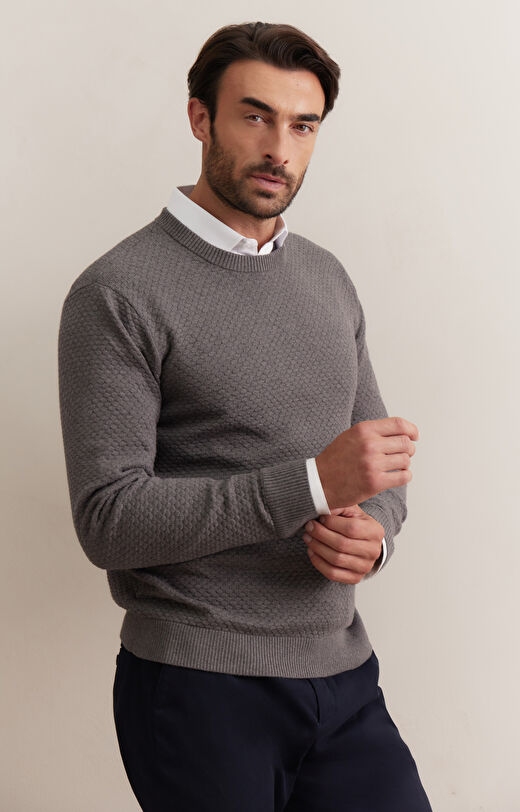 Geometryczny sweter round neck