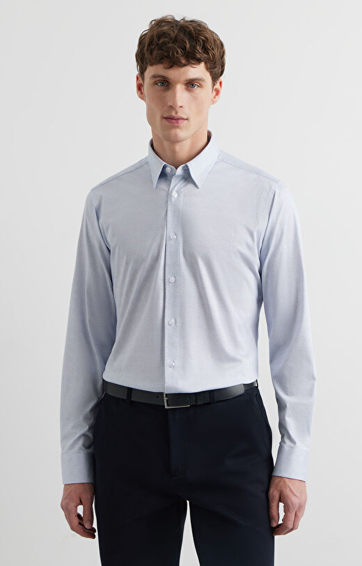 Dzianinowa koszula slim w mikrowzór