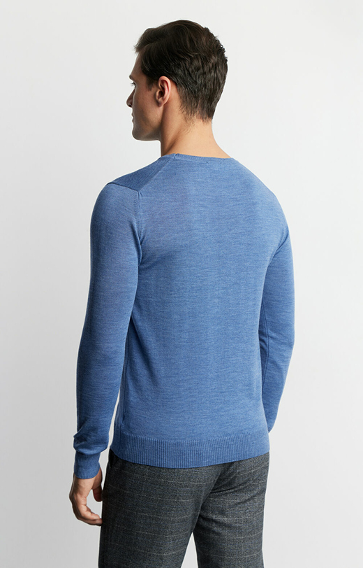 Sweter typu round-neck z wełny merino