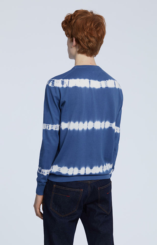 Bawełniany sweter typu round-neck, farbowany ręcznie