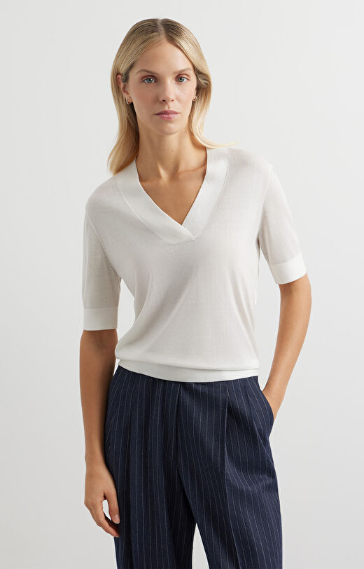 T-shirt swetrowy slim