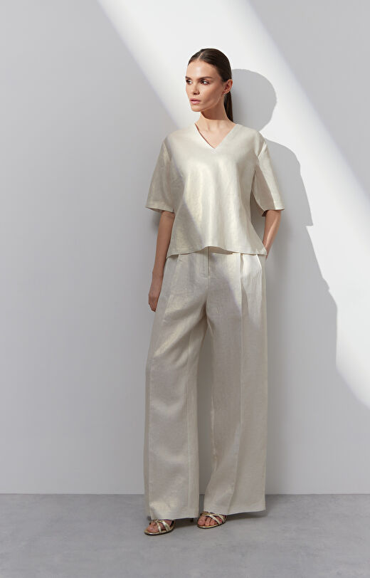 Lniane spodnie regular