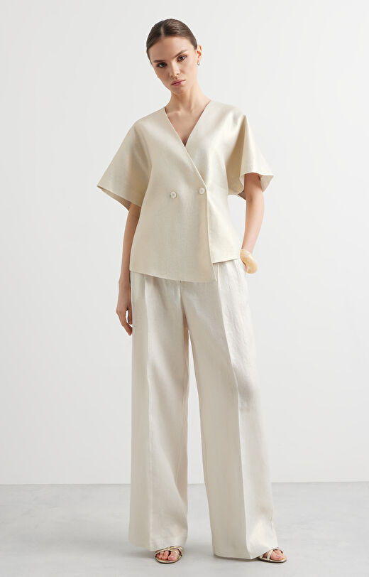 Lniane spodnie regular