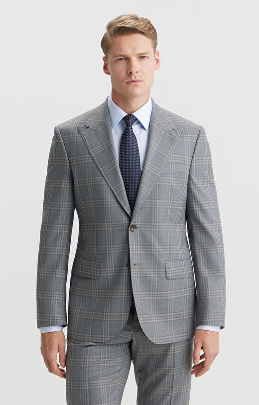 Marynarka super slim w kratę do garnituru - Mix&Match