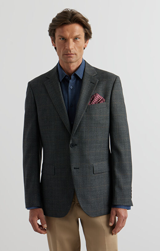 Marynarka slim w delikatną kratę