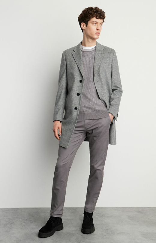 Płaszcz z dodatkiem kaszmiru w jodełkę