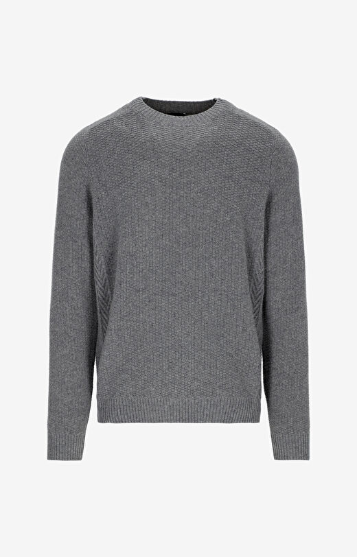 Sweter round neck w mikrowzór