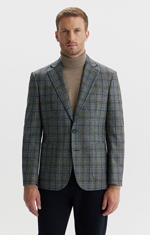 Marynarka slim fit w kratę